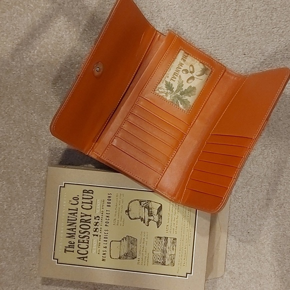 Brown and Orange Studded Leather Wallet - Picture 2 of 4